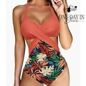 Rxrxcoco Tie Back Cut Out One Piece Swimsuit Size S